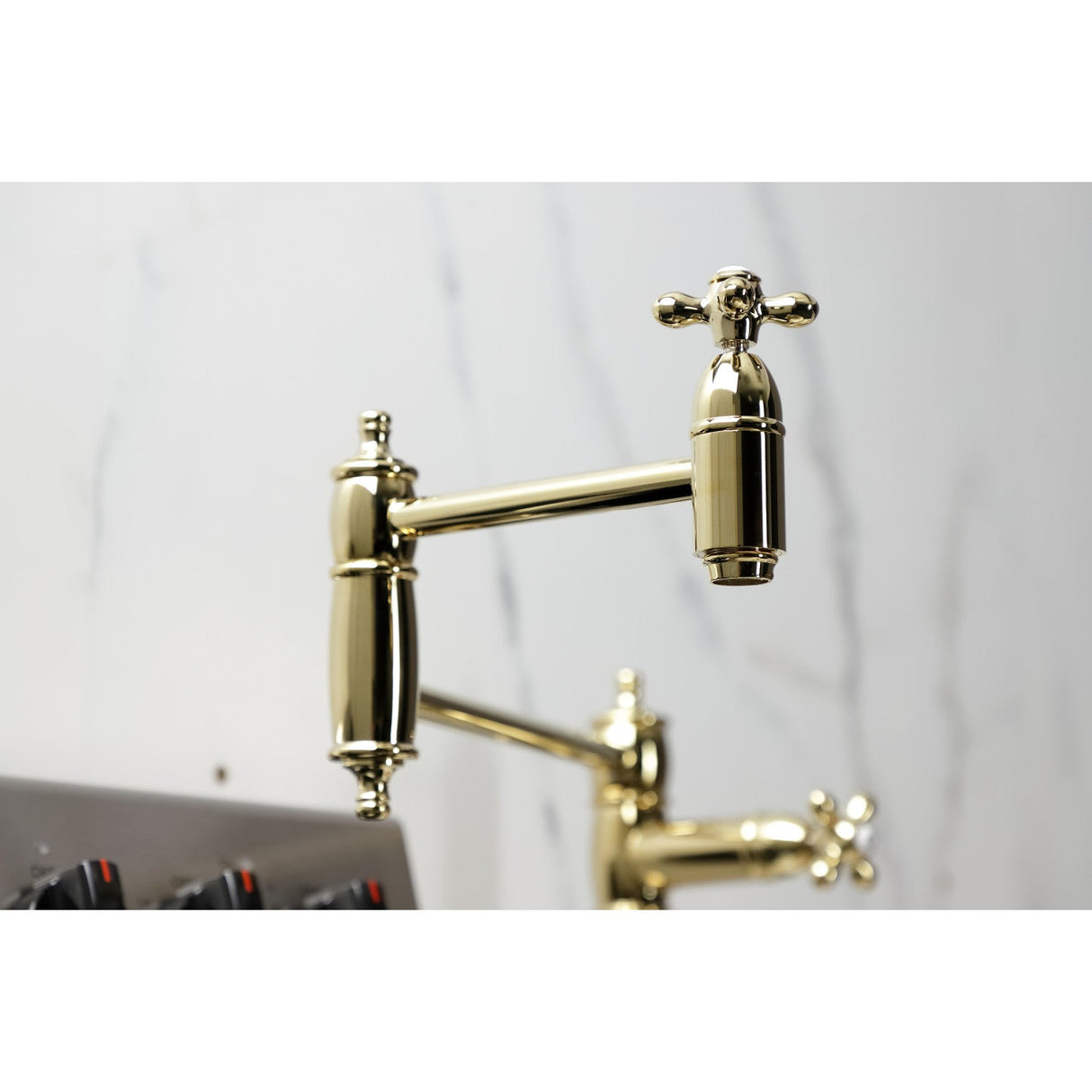 Restoration KS3702AX Single-Hole Deck Mount Pot Filler, Polished Brass