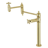 Restoration KS3702AX Single-Hole Deck Mount Pot Filler, Polished Brass