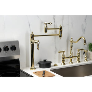 Heirloom KS3702BAL Single-Hole Deck Mount Pot Filler, Polished Brass
