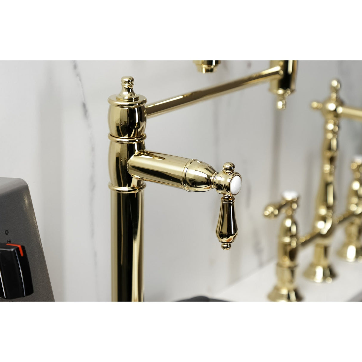 Heirloom KS3702BAL Single-Hole Deck Mount Pot Filler, Polished Brass