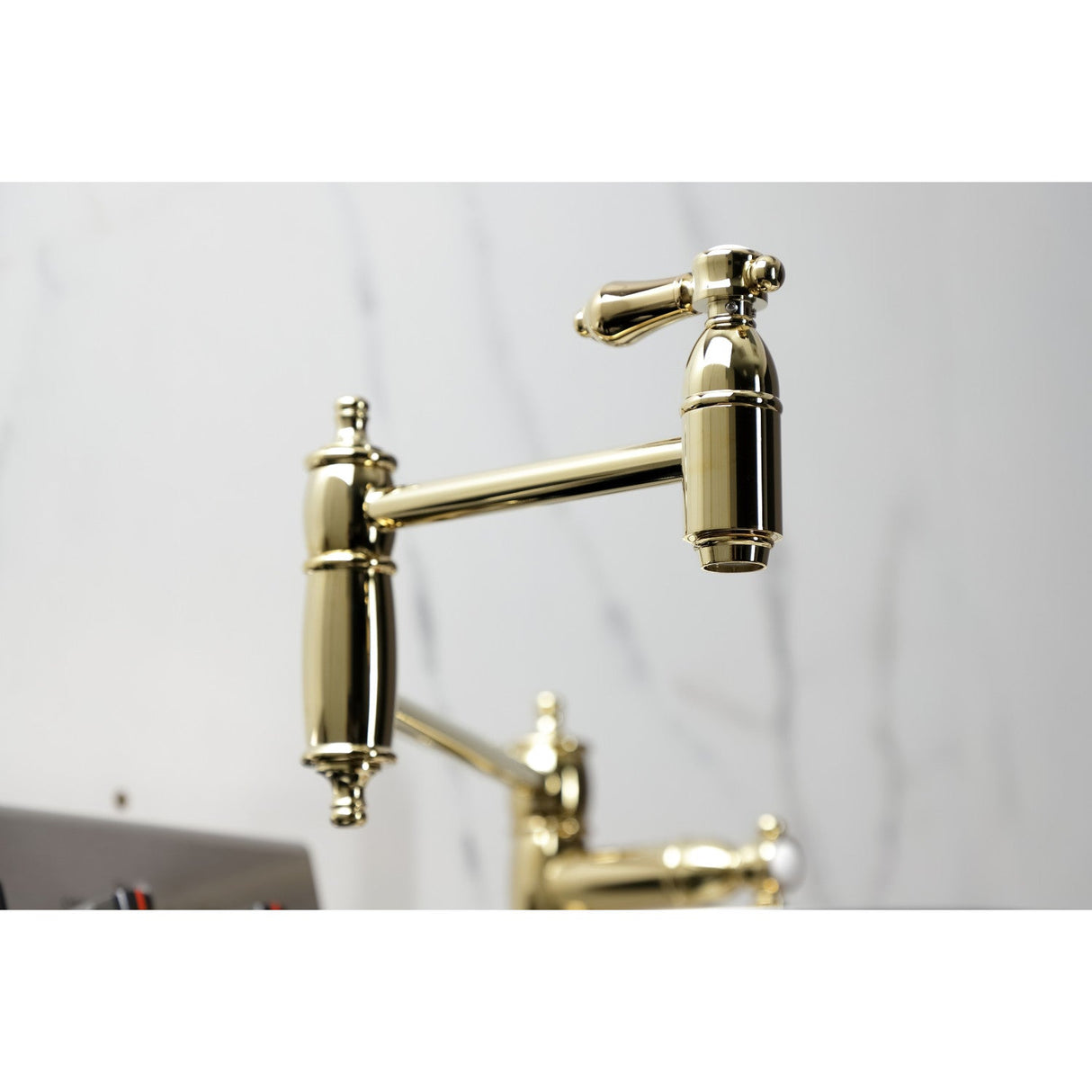 Heirloom KS3702BAL Single-Hole Deck Mount Pot Filler, Polished Brass