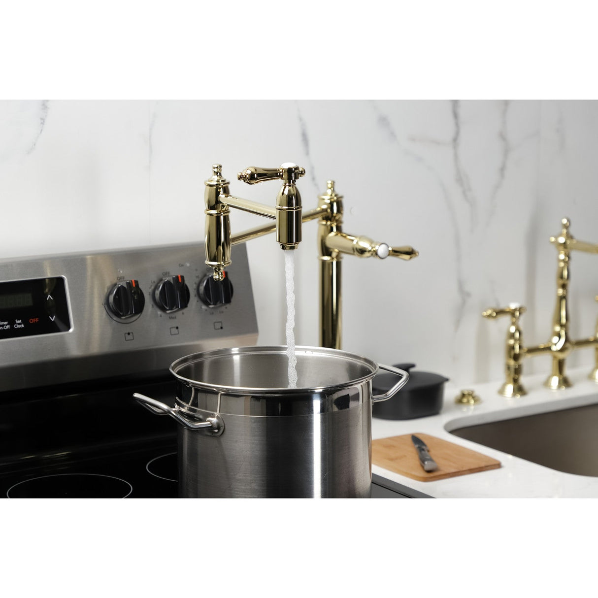 Heirloom KS3702BAL Single-Hole Deck Mount Pot Filler, Polished Brass