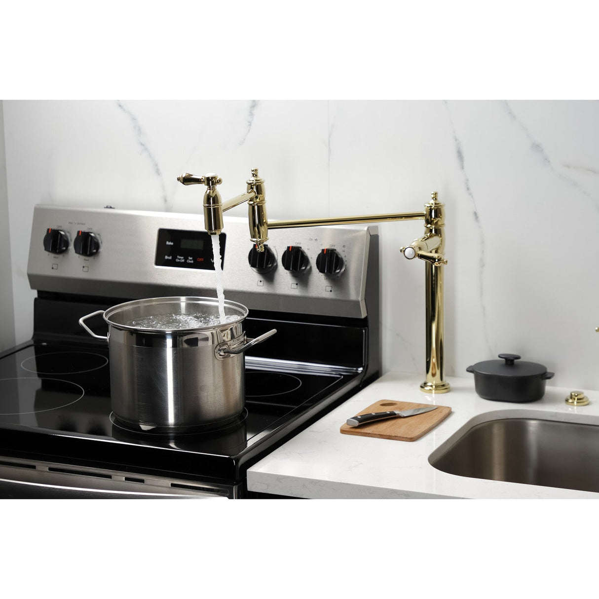 Heirloom KS3702BAL Single-Hole Deck Mount Pot Filler, Polished Brass