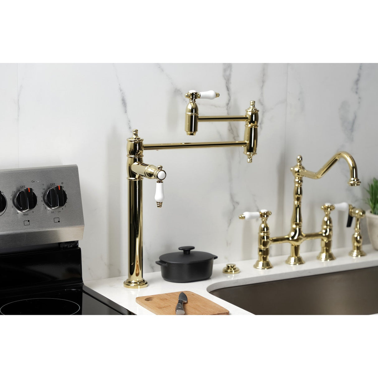 Bel-Air KS3702BPL Single-Hole Deck Mount Pot Filler, Polished Brass