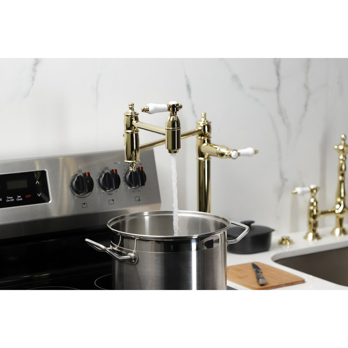 Bel-Air KS3702BPL Single-Hole Deck Mount Pot Filler, Polished Brass