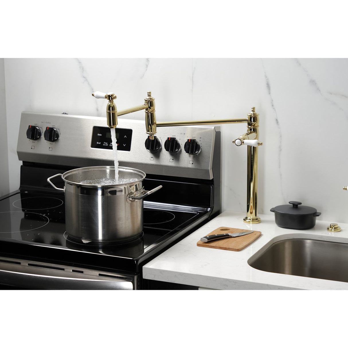 Bel-Air KS3702BPL Single-Hole Deck Mount Pot Filler, Polished Brass