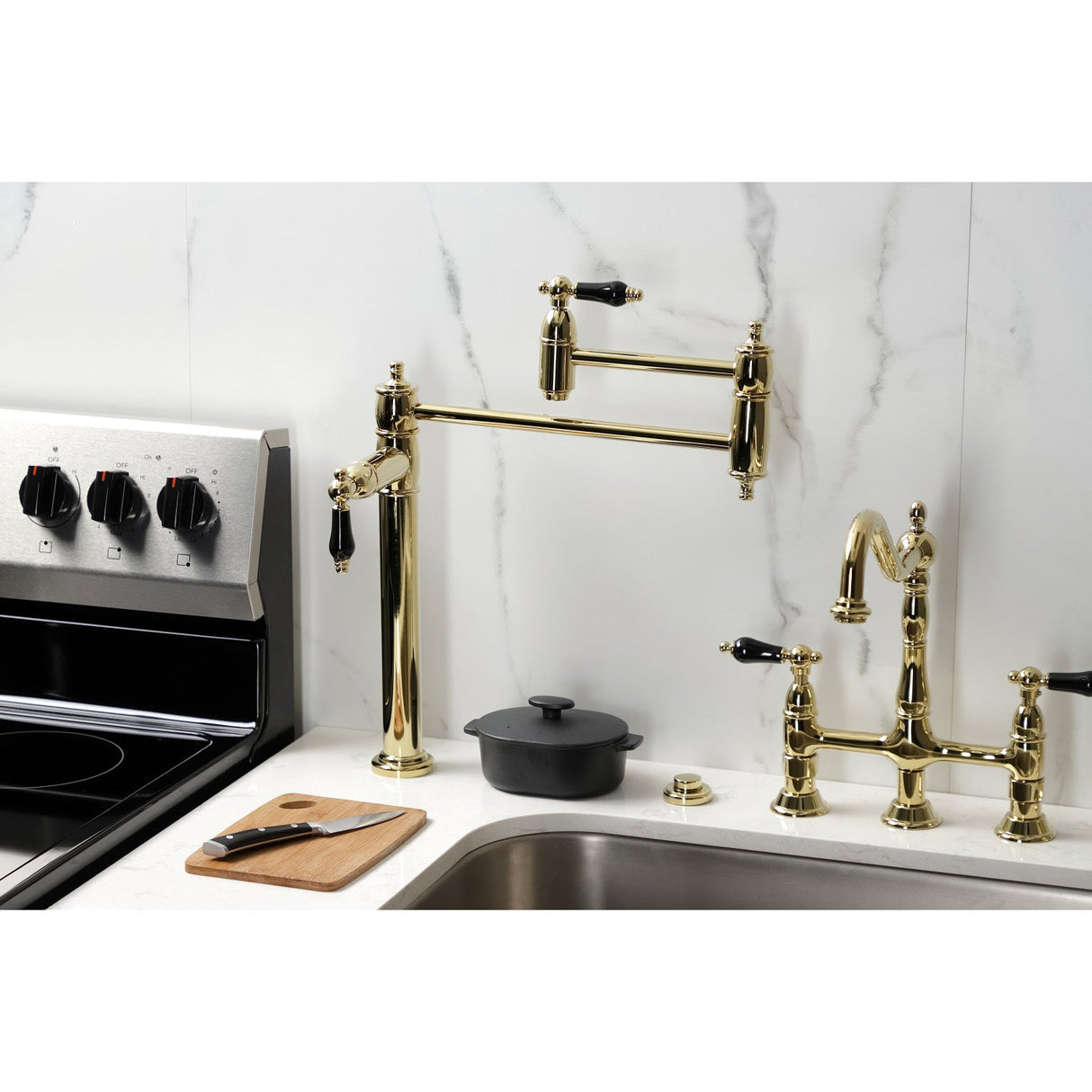 Duchess KS3702PKL Single-Hole Deck Mount Pot Filler, Polished Brass