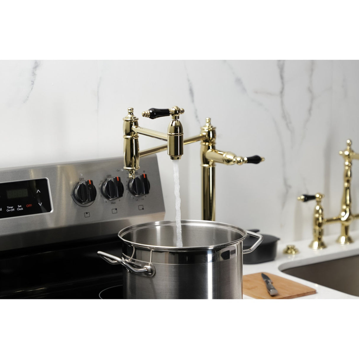 Duchess KS3702PKL Single-Hole Deck Mount Pot Filler, Polished Brass