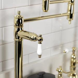 Restoration KS3702PL Single-Hole Deck Mount Pot Filler, Polished Brass
