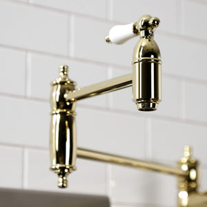 Restoration KS3702PL Single-Hole Deck Mount Pot Filler, Polished Brass