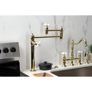 Restoration KS3702PX Single-Hole Deck Mount Pot Filler, Polished Brass