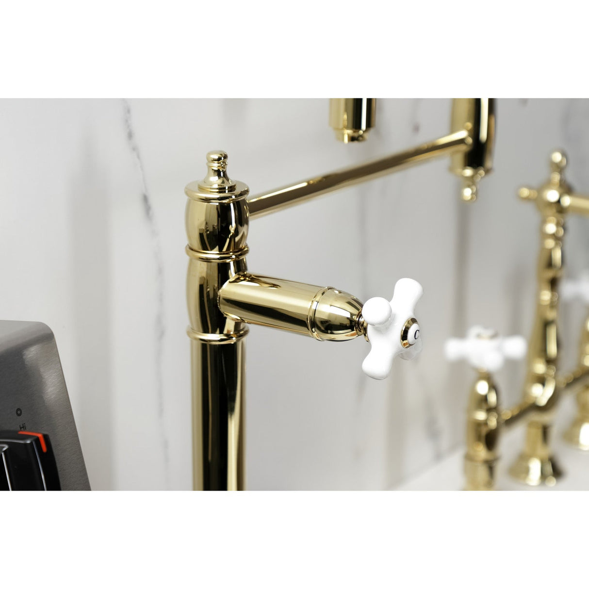 Restoration KS3702PX Single-Hole Deck Mount Pot Filler, Polished Brass