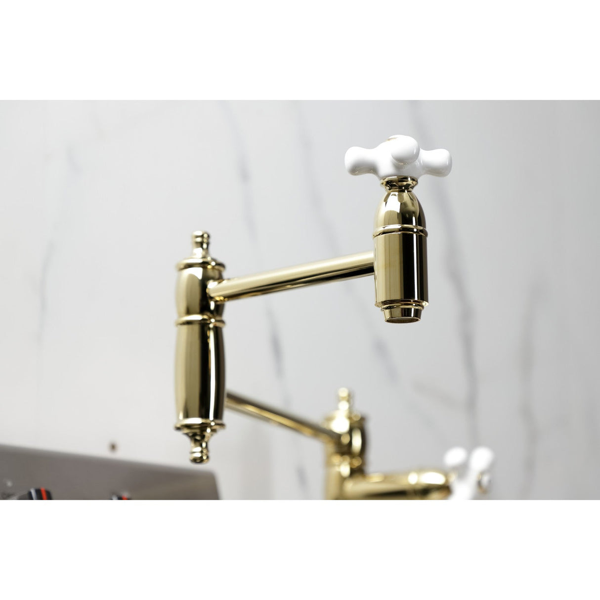 Restoration KS3702PX Single-Hole Deck Mount Pot Filler, Polished Brass