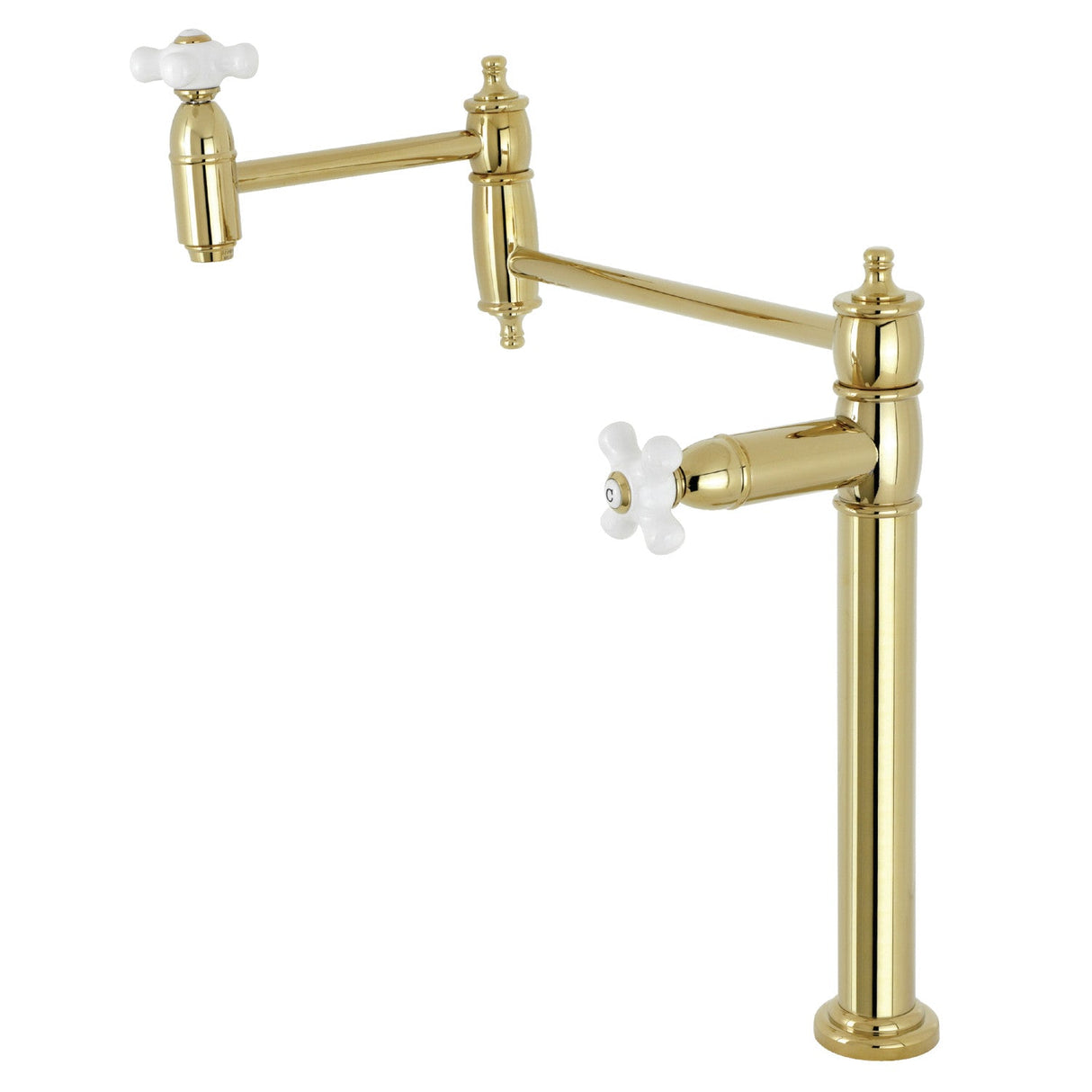 Restoration KS3702PX Single-Hole Deck Mount Pot Filler, Polished Brass