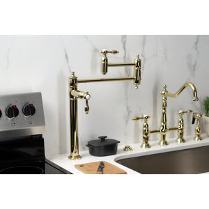 Tudor KS3702TAL Single-Hole Deck Mount Pot Filler, Polished Brass