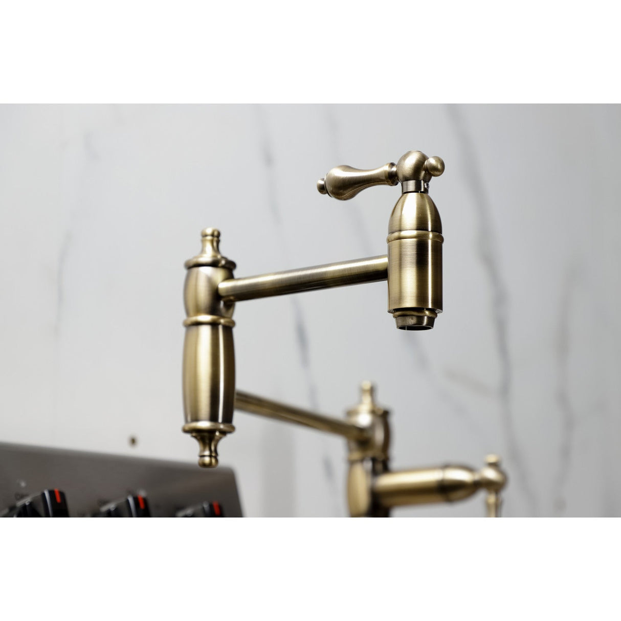 Restoration KS3703AL Single-Hole Deck Mount Pot Filler, Antique Brass