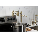 Restoration KS3703AL Single-Hole Deck Mount Pot Filler, Antique Brass