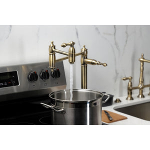 Restoration KS3703AL Single-Hole Deck Mount Pot Filler, Antique Brass
