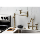 Restoration KS3703AX Single-Hole Deck Mount Pot Filler, Antique Brass