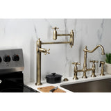 Restoration KS3703AX Single-Hole Deck Mount Pot Filler, Antique Brass