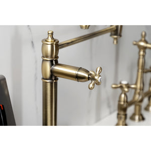 Restoration KS3703AX Single-Hole Deck Mount Pot Filler, Antique Brass