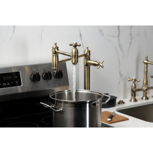 Restoration KS3703AX Single-Hole Deck Mount Pot Filler, Antique Brass