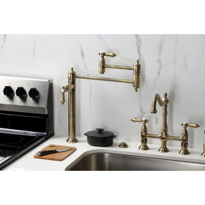 Heirloom KS3703BAL Single-Hole Deck Mount Pot Filler, Antique Brass