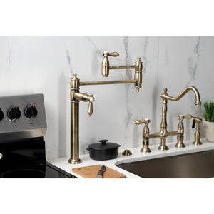 Heirloom KS3703BAL Single-Hole Deck Mount Pot Filler, Antique Brass