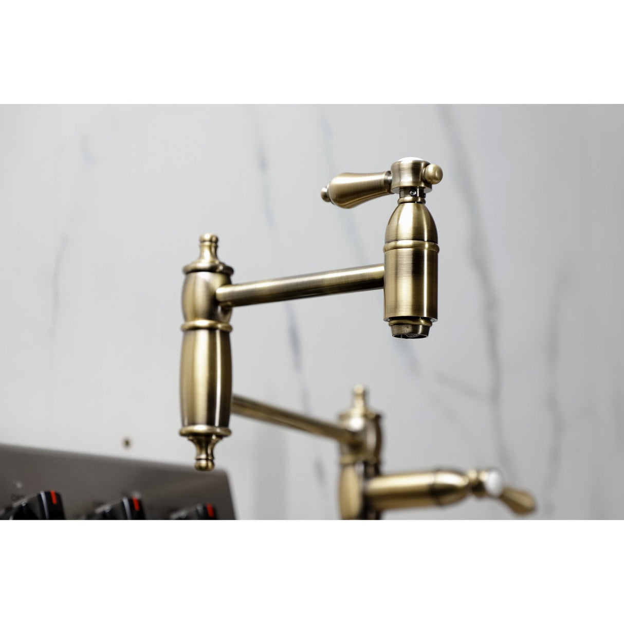 Heirloom KS3703BAL Single-Hole Deck Mount Pot Filler, Antique Brass