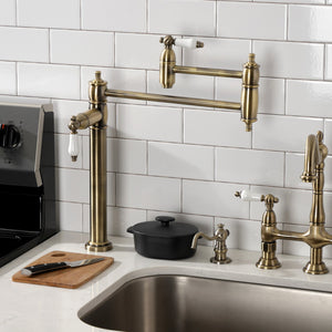 Restoration KS3703PL Single-Hole Deck Mount Pot Filler, Antique Brass