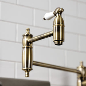Restoration KS3703PL Single-Hole Deck Mount Pot Filler, Antique Brass