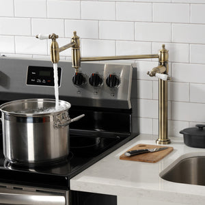Restoration KS3703PL Single-Hole Deck Mount Pot Filler, Antique Brass