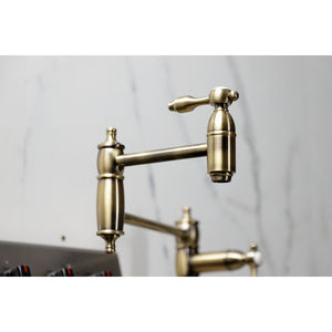 Tudor KS3703TAL Single-Hole Deck Mount Pot Filler, Antique Brass