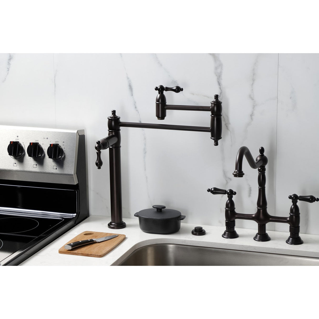Restoration KS3705AL Single-Hole Deck Mount Pot Filler, Oil Rubbed Bronze