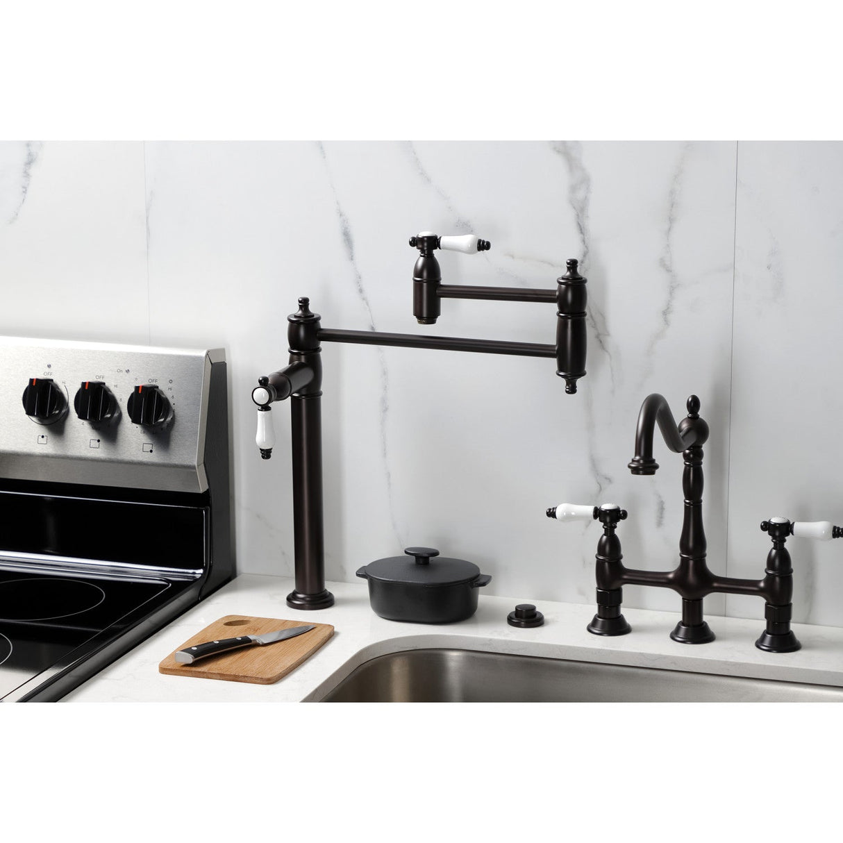 Bel-Air KS3705BPL Single-Hole Deck Mount Pot Filler, Oil Rubbed Bronze