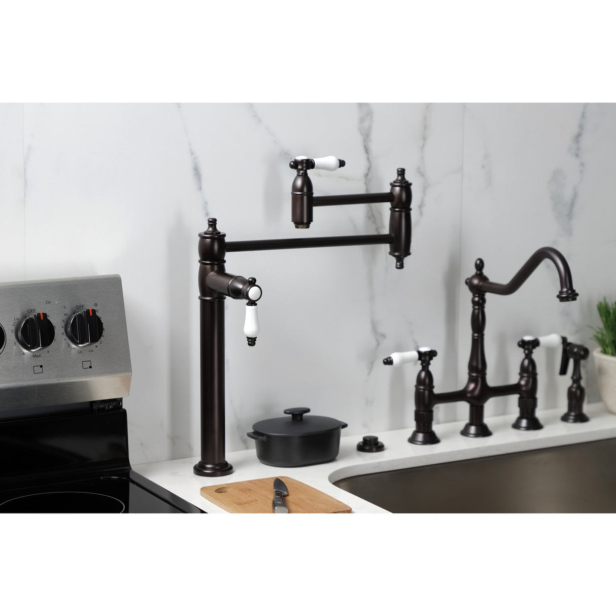 Bel-Air KS3705BPL Single-Hole Deck Mount Pot Filler, Oil Rubbed Bronze