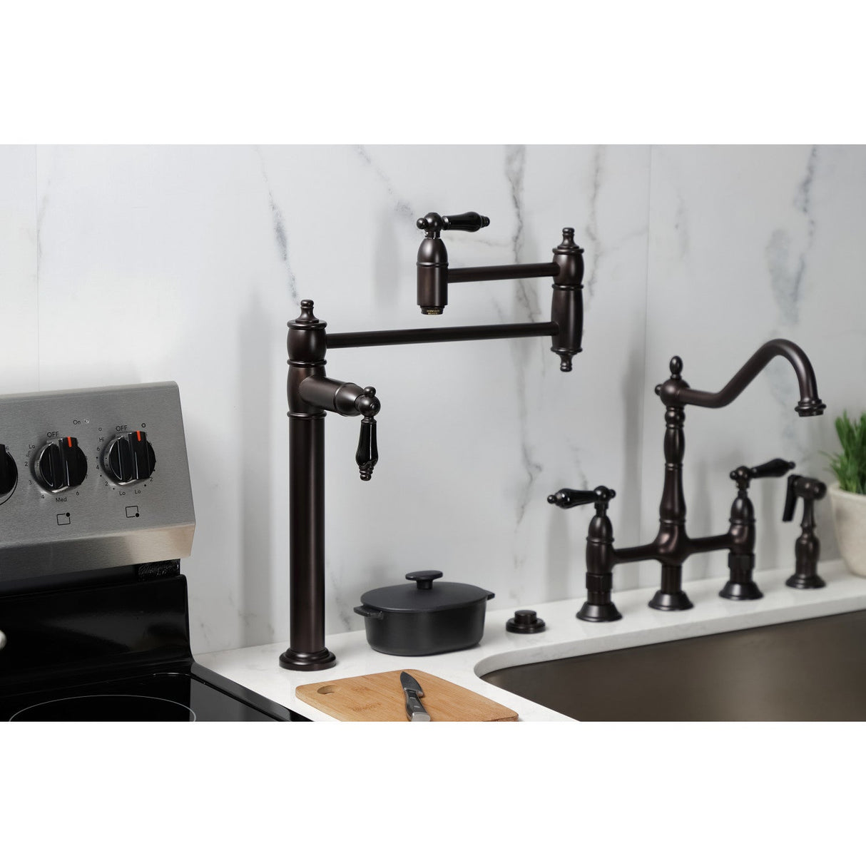 Duchess KS3705PKL Single-Hole Deck Mount Pot Filler, Oil Rubbed Bronze