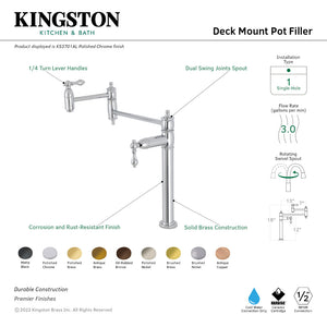 Restoration KS3706AL Single-Hole Deck Mount Pot Filler, Polished Nickel