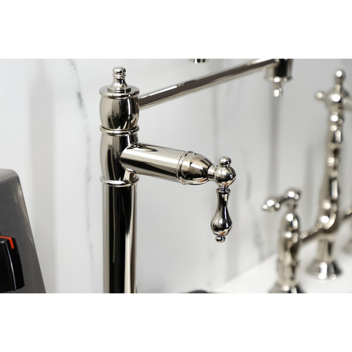 Restoration KS3706AL Single-Hole Deck Mount Pot Filler, Polished Nickel