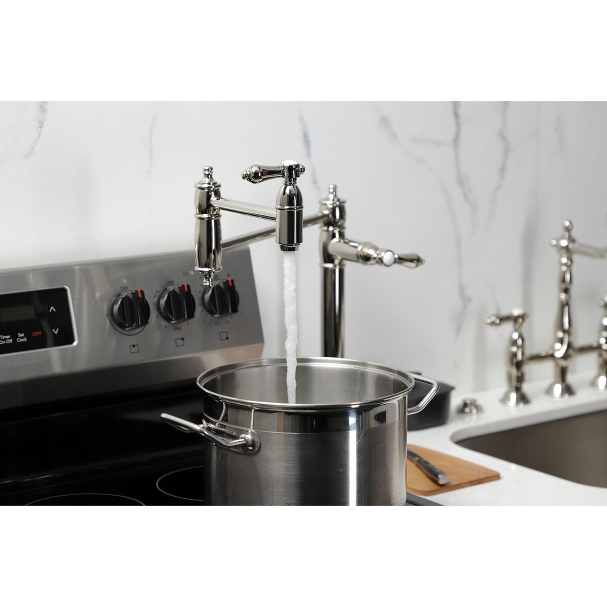 Heirloom KS3706BAL Single-Hole Deck Mount Pot Filler, Polished Nickel