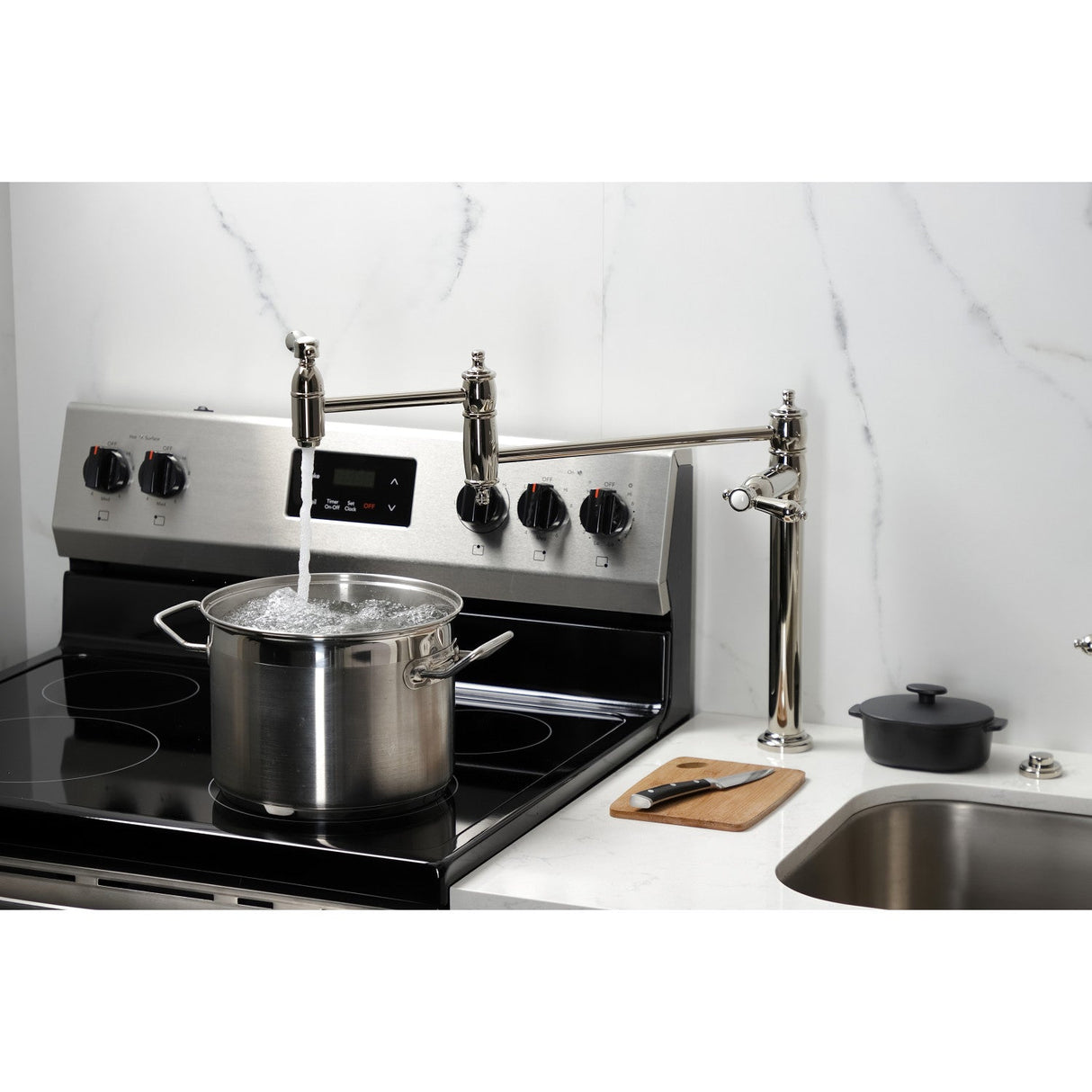Heirloom KS3706BAL Single-Hole Deck Mount Pot Filler, Polished Nickel