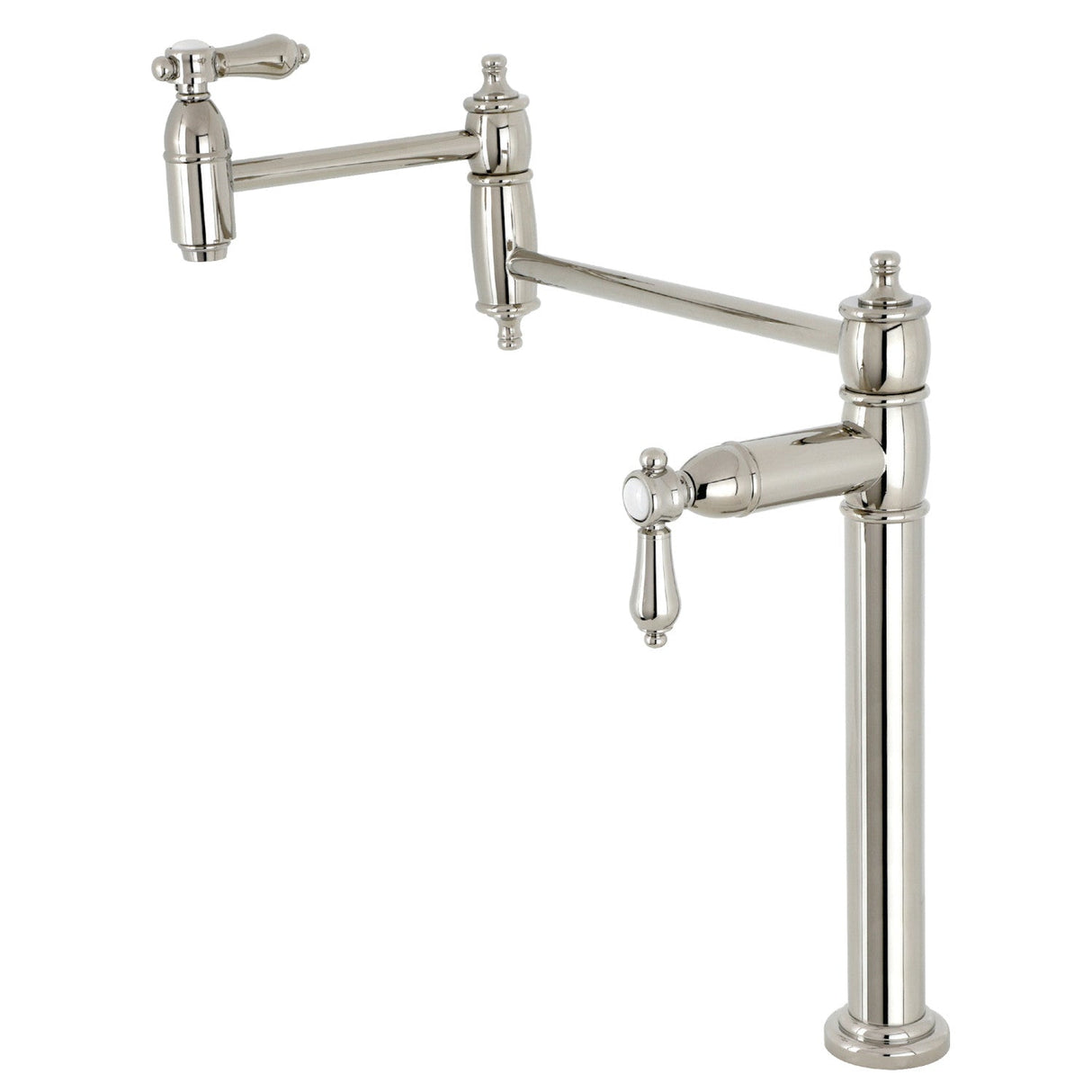 Heirloom KS3706BAL Single-Hole Deck Mount Pot Filler, Polished Nickel