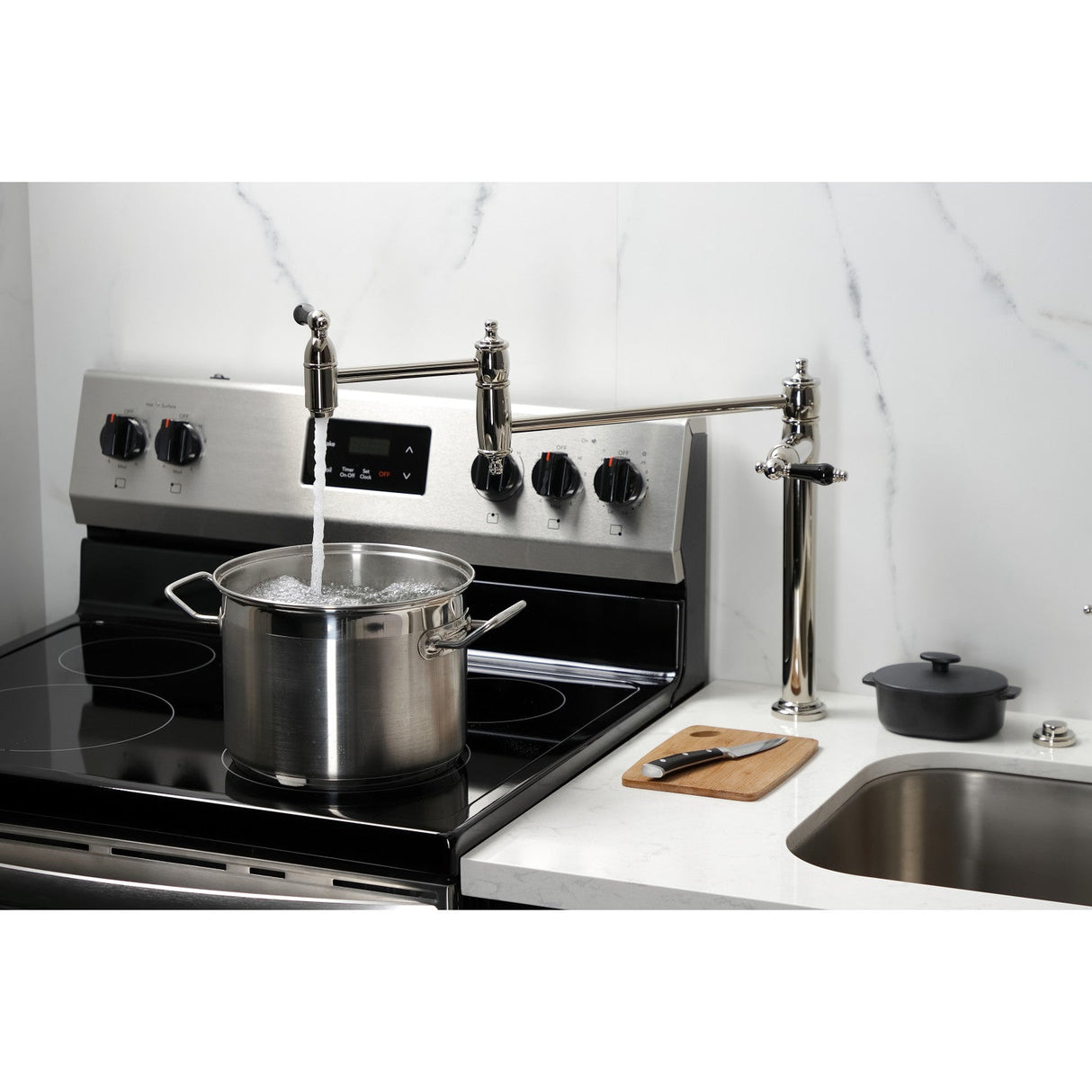 Duchess KS3706PKL Single-Hole Deck Mount Pot Filler, Polished Nickel