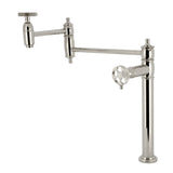 Webb KS3706RKX Two-Handle 1-Hole Deck Mount Pot Filler Faucet with Knurled Handle, Polished Nickel