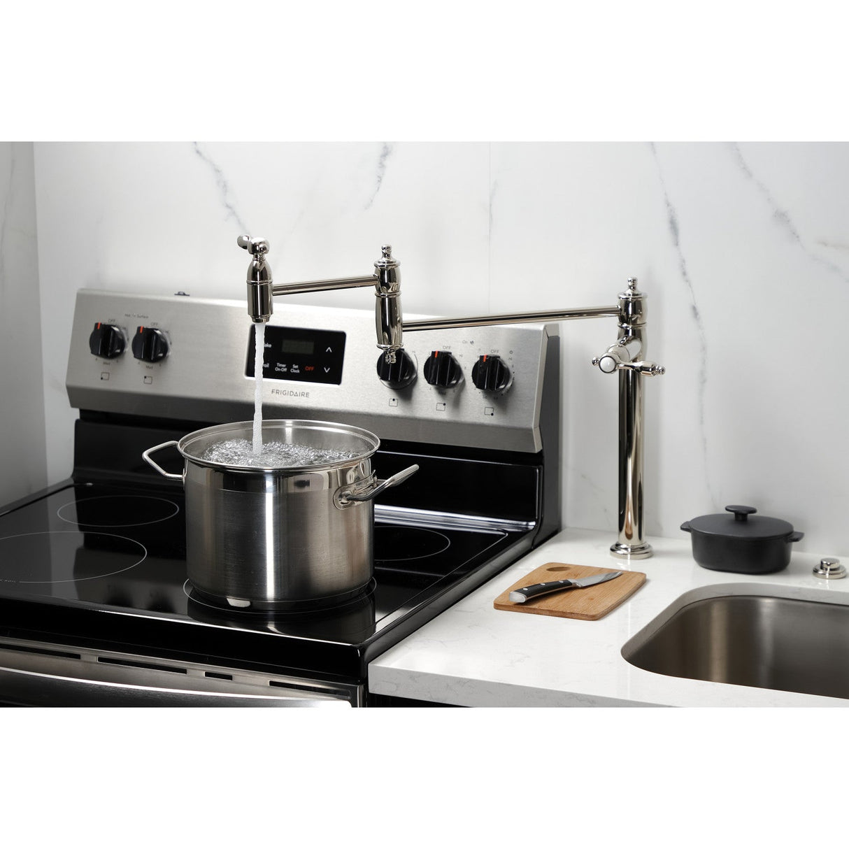 Tudor KS3706TAL Single-Hole Deck Mount Pot Filler, Polished Nickel