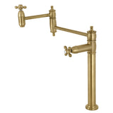 Restoration KS3707AX Single-Hole Deck Mount Pot Filler, Brushed Brass