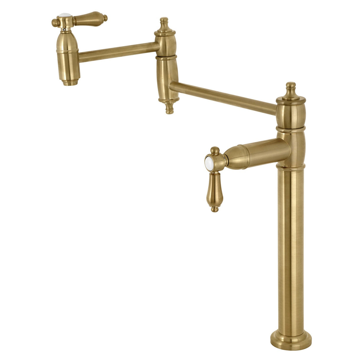 Heirloom KS3707BAL Single-Hole Deck Mount Pot Filler, Brushed Brass