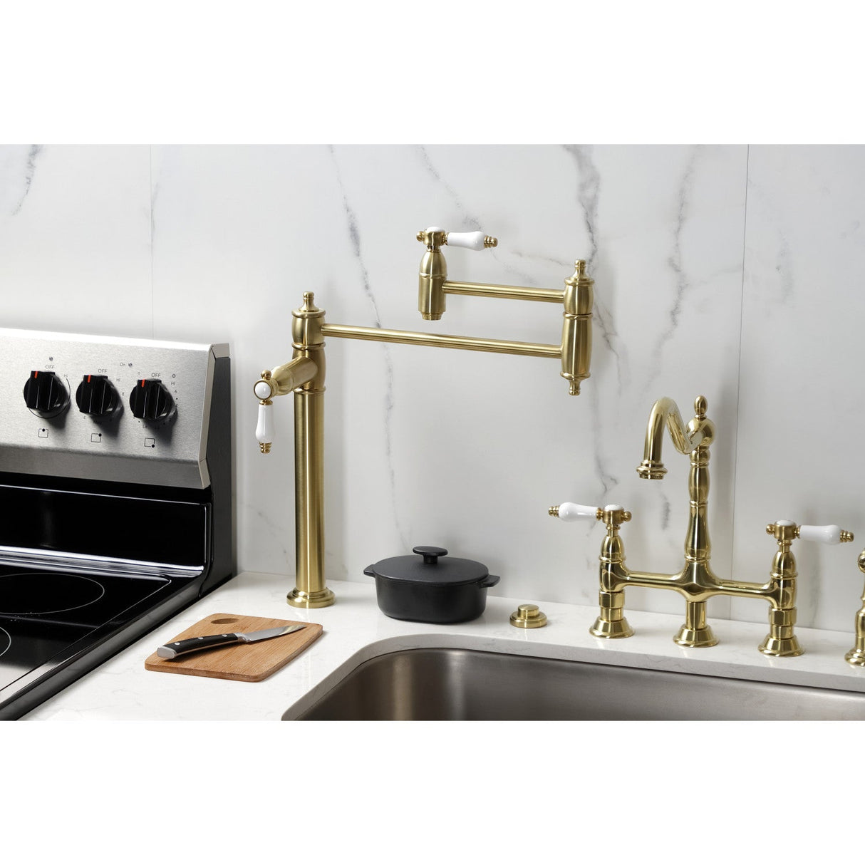 Bel-Air KS3707BPL Single-Hole Deck Mount Pot Filler, Brushed Brass