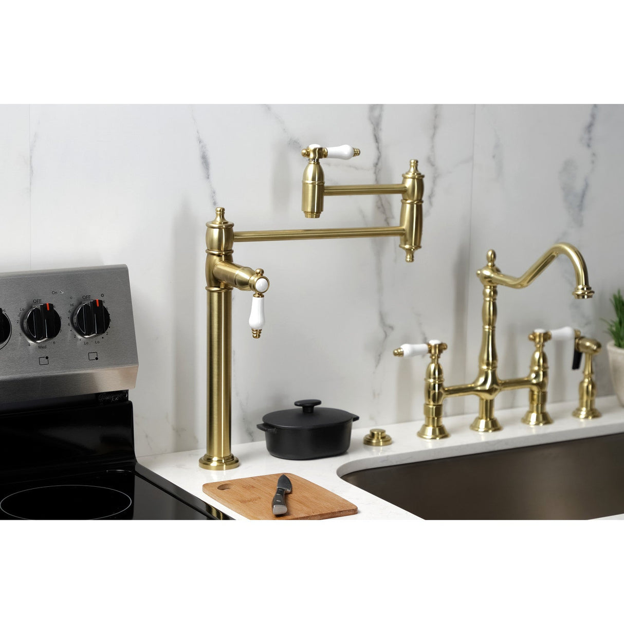 Bel-Air KS3707BPL Single-Hole Deck Mount Pot Filler, Brushed Brass