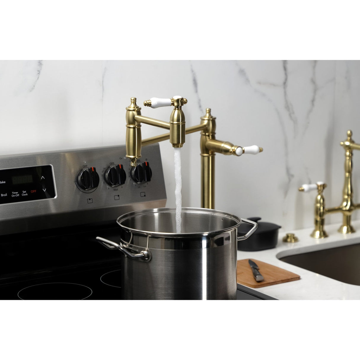 Bel-Air KS3707BPL Single-Hole Deck Mount Pot Filler, Brushed Brass